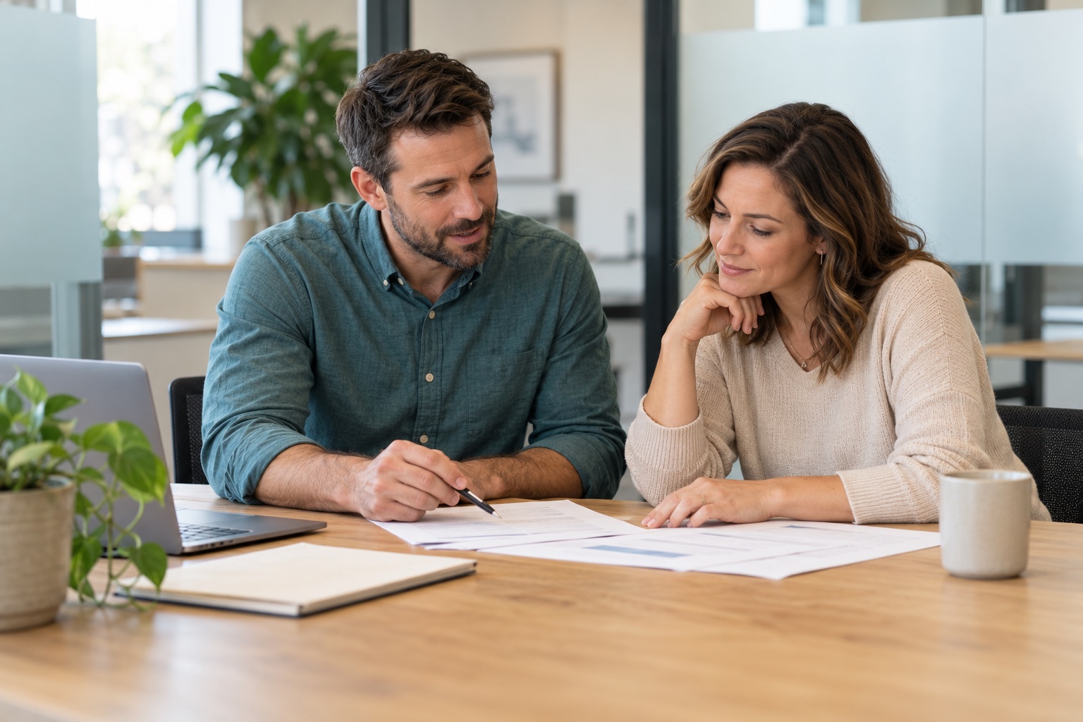 An accountant and a business owner in a thoughtful conversation